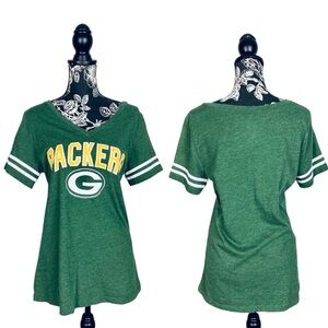 NFL Team Apparel green Green Bay Packers v neck large logo top size large